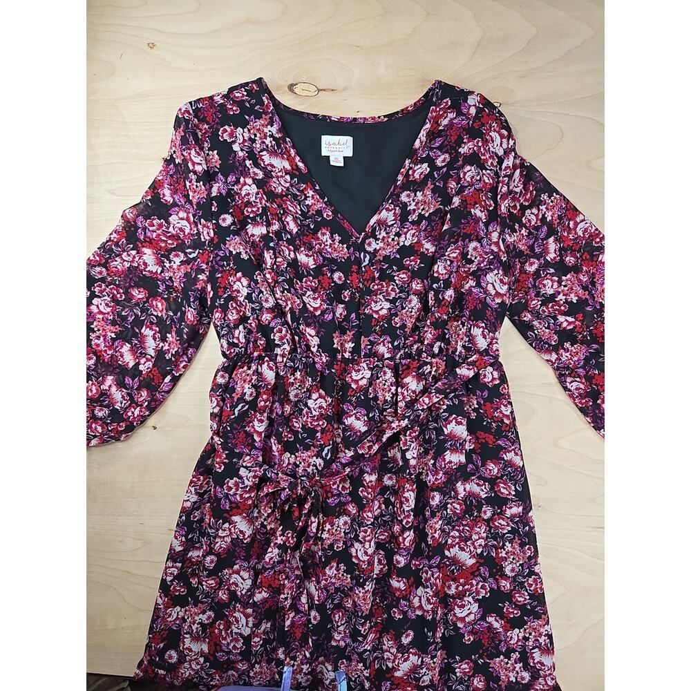 Isabel Maternity 3/4 Sleeve Tiered Floral Print Chiffon Maxi Dress XL
